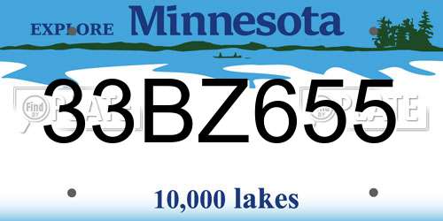 33BZ655 Minnesota License Plate