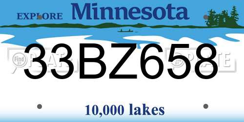 33BZ658 Minnesota License Plate