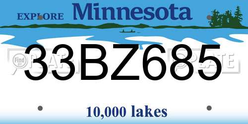 33BZ685 Minnesota License Plate