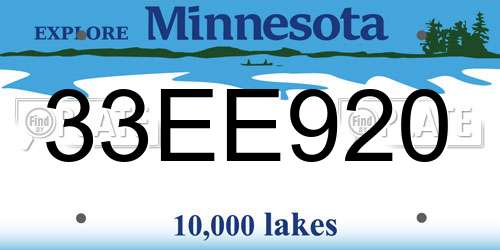 33EE920 Minnesota License Plate
