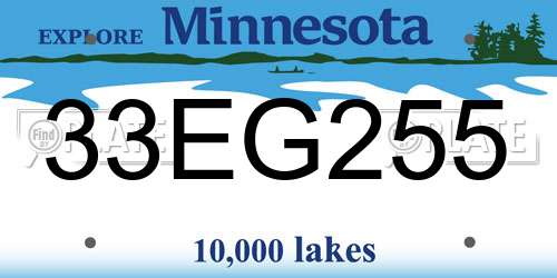 33EG255 Minnesota License Plate