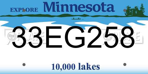 33EG258 Minnesota License Plate