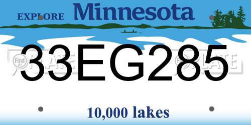 33EG285 Minnesota License Plate