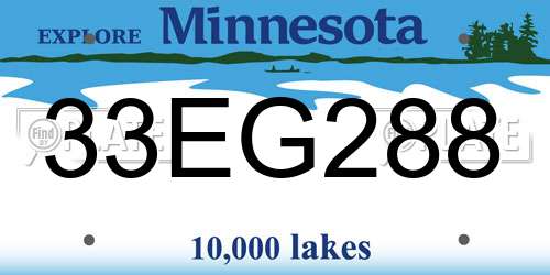 33EG288 Minnesota License Plate