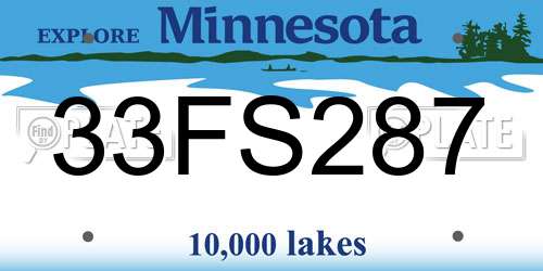 33FS287 Minnesota License Plate