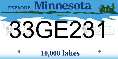33GE231 Minnesota License Plate