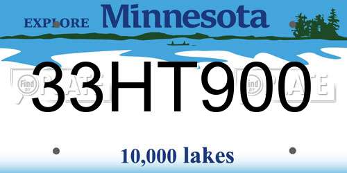 33HT900 Minnesota License Plate