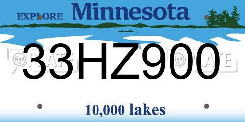 33HZ900 Minnesota License Plate