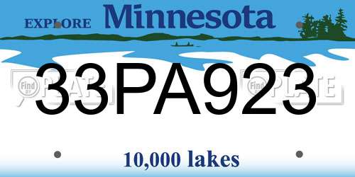 33PA923 Minnesota License Plate