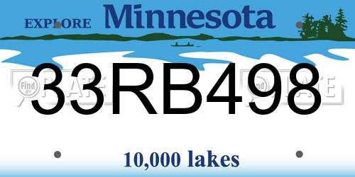 33RB498 Minnesota License Plate