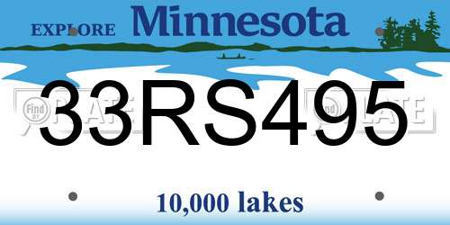 33RS495 Minnesota License Plate
