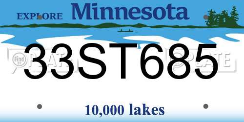 33ST685 Minnesota License Plate