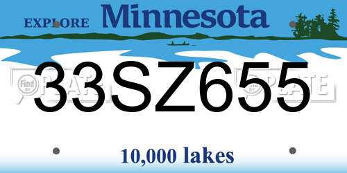 33SZ655 Minnesota License Plate