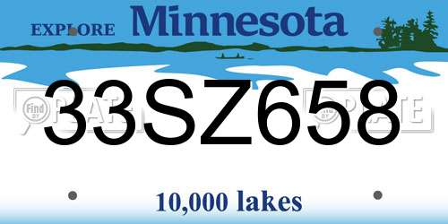 33SZ658 Minnesota License Plate
