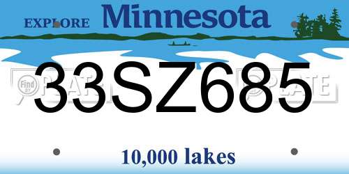 33SZ685 Minnesota License Plate
