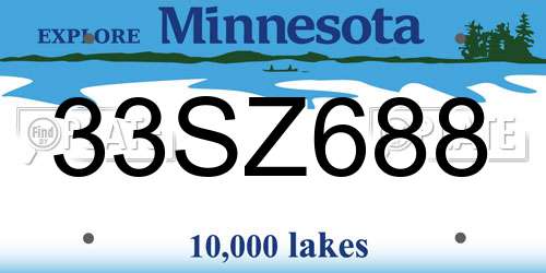 33SZ688 Minnesota License Plate
