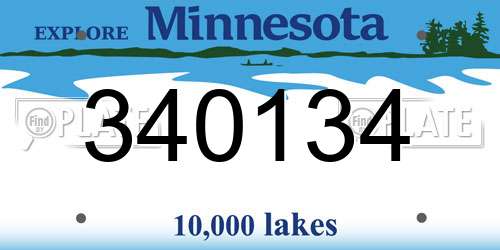 340134 Minnesota License Plate