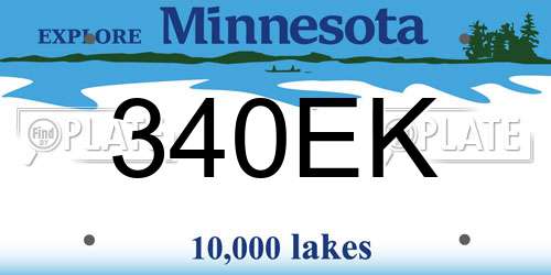 340EK Minnesota License Plate