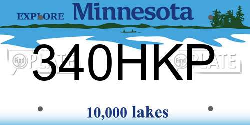 340HKP Minnesota License Plate