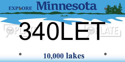340LET Minnesota License Plate