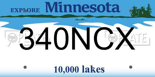 340NCX Minnesota License Plate