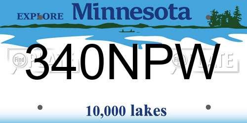 340NPW Minnesota License Plate
