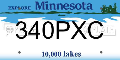 340PXC Minnesota License Plate