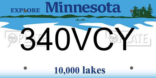 340VCY Minnesota License Plate