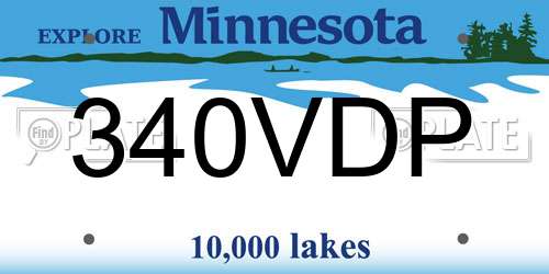 340VDP Minnesota License Plate
