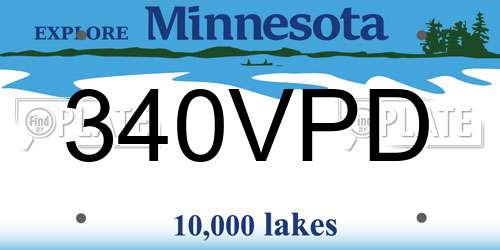 340VPD Minnesota License Plate