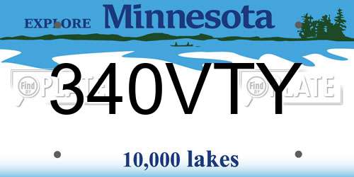 340VTY Minnesota License Plate