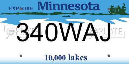 340WAJ Minnesota License Plate