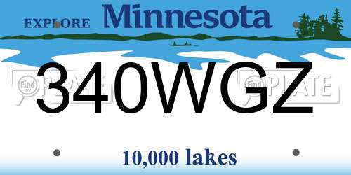 340WGZ Minnesota License Plate