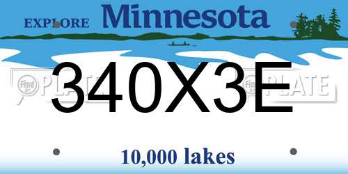 340X3E Minnesota License Plate