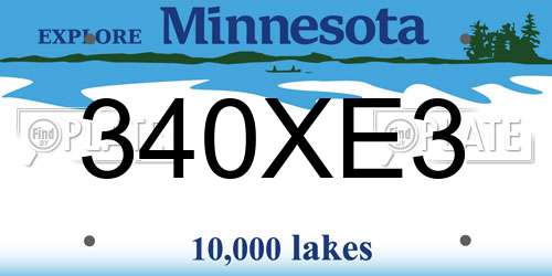 340XE3 Minnesota License Plate