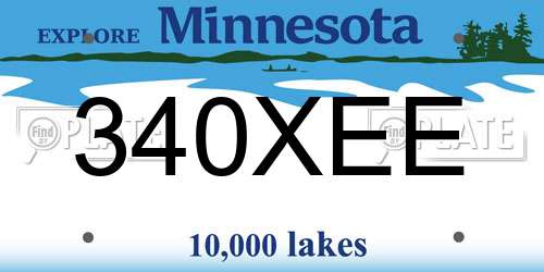 340XEE Minnesota License Plate