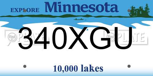 340XGU Minnesota License Plate
