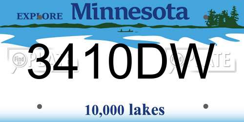 3410DW Minnesota License Plate