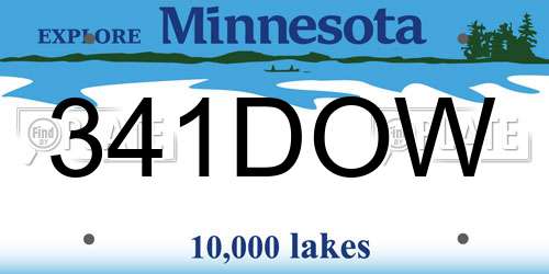 341DOW Minnesota License Plate