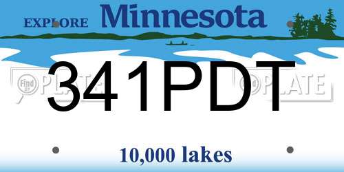 341PDT Minnesota License Plate