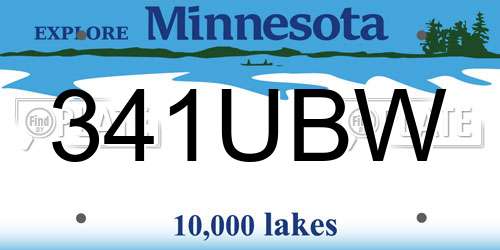 341UBW Minnesota License Plate