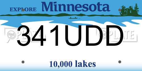 341UDD Minnesota License Plate
