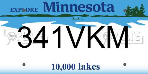 341VKM Minnesota License Plate