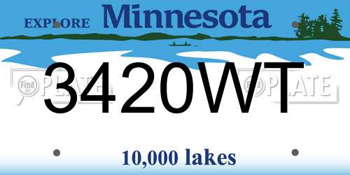 3420WT Minnesota License Plate