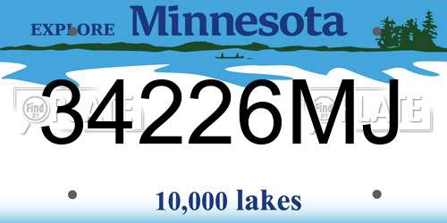 34226MJ Minnesota License Plate