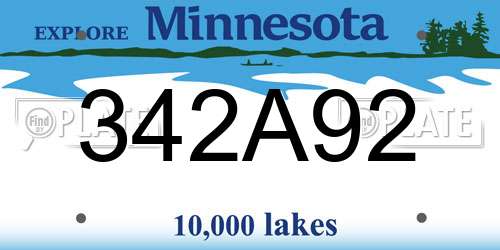 342A92 Minnesota License Plate