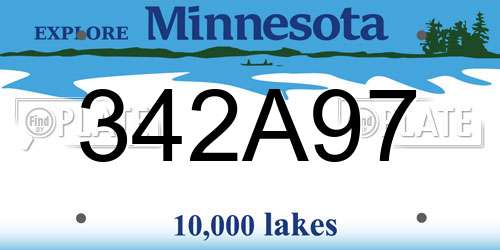 342A97 Minnesota License Plate