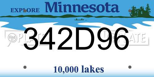 342D96 Minnesota License Plate