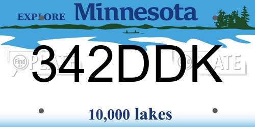 342DDK Minnesota License Plate