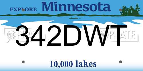 342DWT Minnesota License Plate
